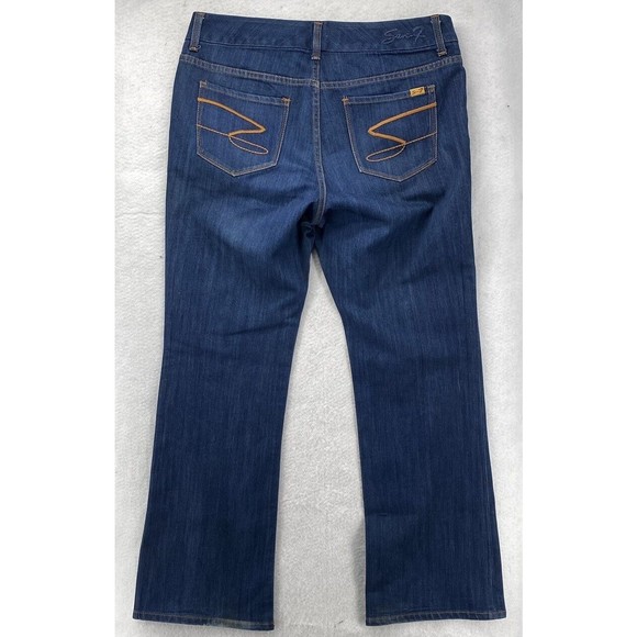 SEVEN 7 LUXE THALIA  Women's Size 16 Dark Wash Jeans Flare Thick Stitch Stretch - Picture 5 of 16